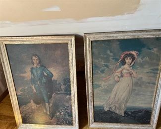 LARGE Antique Style Vtg. Prints in Frames "Pinky & Blue Boy" $30/each or $50/pair O.B.O.