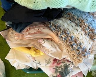 Vintage Afghan Crocheted Blanket $20, Assorted Sheets/Pillowcases $1/piece