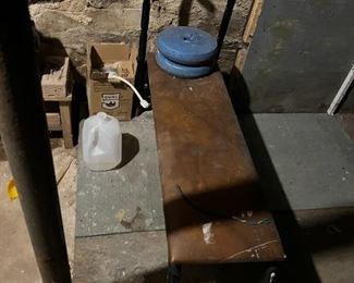 Weight Bench w/ Barbell Weights $30 (in basement)