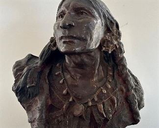 Large Native American Bronze Bust, (Rupert Schmid, sculptor) Signed R. Schmid