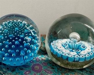 Blue Bubble (left) & Millefiori (right) Paperweights