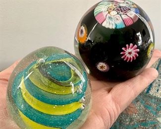 Swirled Paperweight & Murano Glass Paperweight