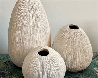 (3) Textured MCM Vases