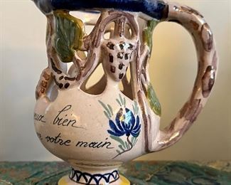 Antique French Puzzle Pitcher
