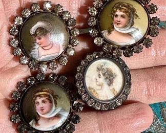 (4) Painted Porcelain Buttons