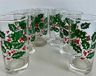 (6) Mistletoe Holiday Glasses