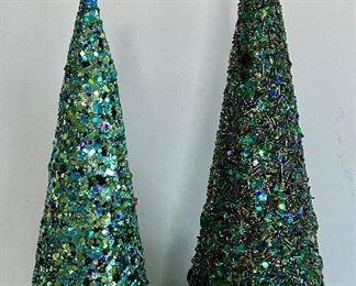 (2) Glitter Xmas Trees
