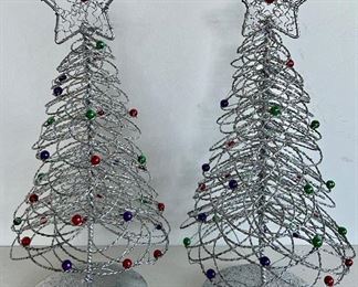 (2) Silver Glitter Xmas Trees