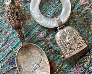 Sterling Silver "Bunny" Spoon & Rattle