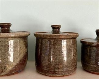 (3) Pottery Canisters