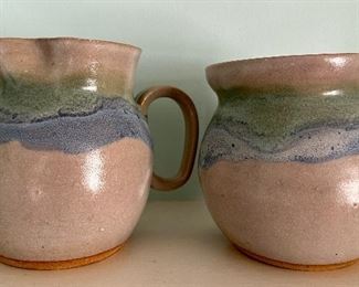 Pottery Creamer & Sugar Bowl