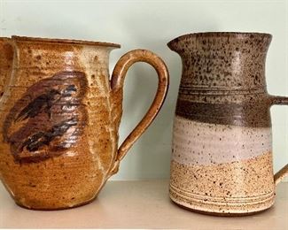 (2) Pottery Pitchers