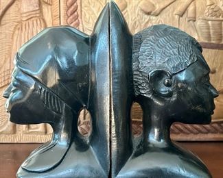 Carved Haitian Bookends