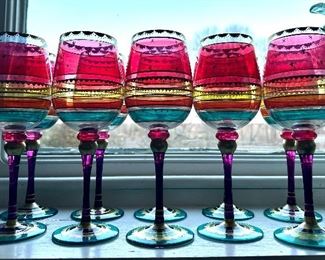 (10) Colored Wine Glasses