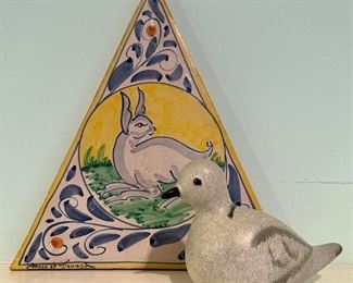 Signed "Bunny" Tile & Pottery Bird