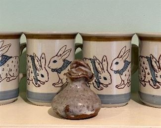 (4) "Bunny" Pottery Mugs