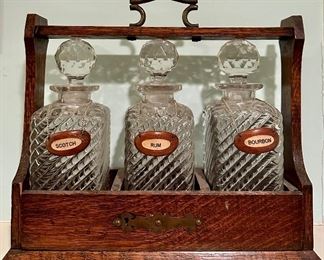 Vintage Oak Decanter Set