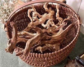 Driftwood in Woven Basket