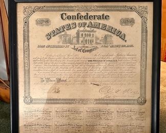 Framed Confederate Money