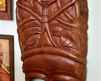 Carved Oversized Haitian Mask