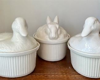 (3) Covered Duck and Bunny Tureens