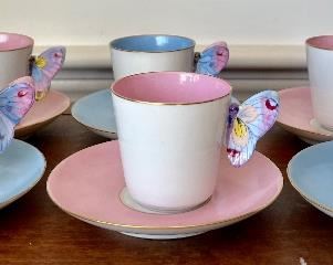 Limoges Butterfly Handle Demi Tasse Cups