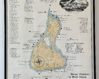 Marine Disasters of Block Island Framed Map