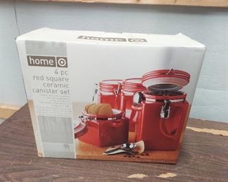 Ceramic 4pc EZ Grip Airtight Canister Set - Red