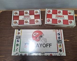 3 NFL Games - Cheifs monopoly and checkers, 49ers checkers