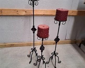 3 candles and stands