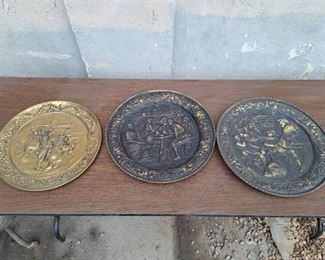3 brass wall hangings