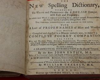 Rare 1782 Noah New Spelling Dictionary 