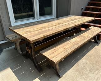 Extra large picnic table and 2 benches
