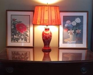 Asian Art and Lamp