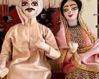 Antiques Folk art depicting weavers sitting in front of a loom with partially finished Rug.  Very Cool and Unique.