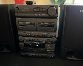 Sony Bookshelf Audio System with 2 Speakers, Dual Cassette and CD Player. Model FH-C5X. Rare.