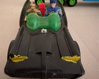 Batmobile 1973 Friction Toy with both Batman and Robin on board