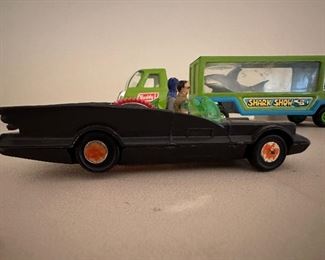 Batmobile 1973 Friction Toy with both Batman and Robin on board