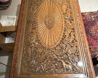 Absolutely Beautiful Hand Carved Coffee Table with Glass Top