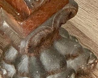 Check out this spectacular table.  The  lion heads and clawed feet make this antique a real collector’s ptece  and conversation table!  Perfect for a hall/Entry, Buffet or even Antique Bar.