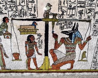 Vintage Hand-Made Egyptian Rug Beautifully Framed in Gold Toned Wood Frame with Black Background A gorgeous framed King Tut!. One of a Kind, includes signature initials-purchased in Egypt.  Must see; 100% even nicer in person!  Priceless.