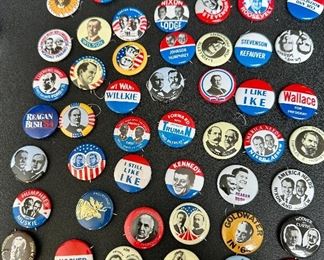 Selection of Reproduction Celluloid Pin-Back Campaign Pins 