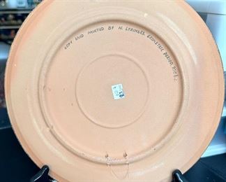 Beautiful hand painted and carved display plate. Copy of Hand-Painted Plate by N. Lyringes.  Geometric Period 800 BC.