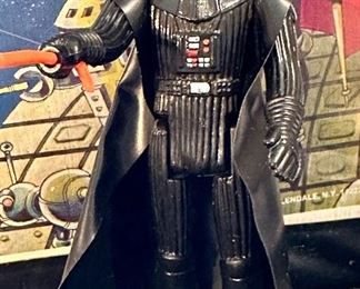 Original 1977 Figures including Left to Right: Darth Vader, R2D2, Luke Skywalker, Princess Leia and Obi-Wan