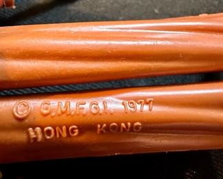 Original 1977 Figures including Left to Right: Darth Vader, R2D2, Luke Skywalker, Princess Leia and Obi-Wan