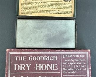 The Goodrich Dry Hone and Carborundum Razor Hones in original Box