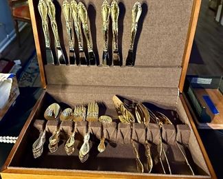 International Silver Co.  Gold Toned Silverware Set with 46 pcs