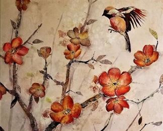 Flower and bird canvas art