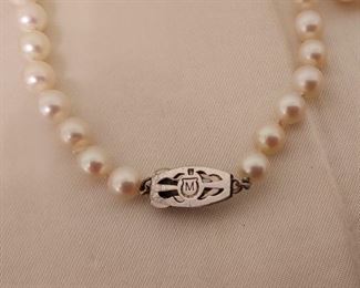 Genuine Mikimoto Pearls - 18 " - Sterling Clasp