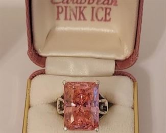 Statement making Large Pink Ice Ring - Sterling Silver Setting